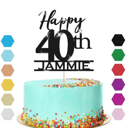 Personalised Name 40th Birthday Glitter Cake Topper Party Cake Decoration Gift