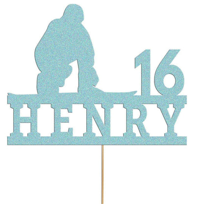 Personalized Skiing Birthday Cake Topper: Glitter Skier, Any Name & Age