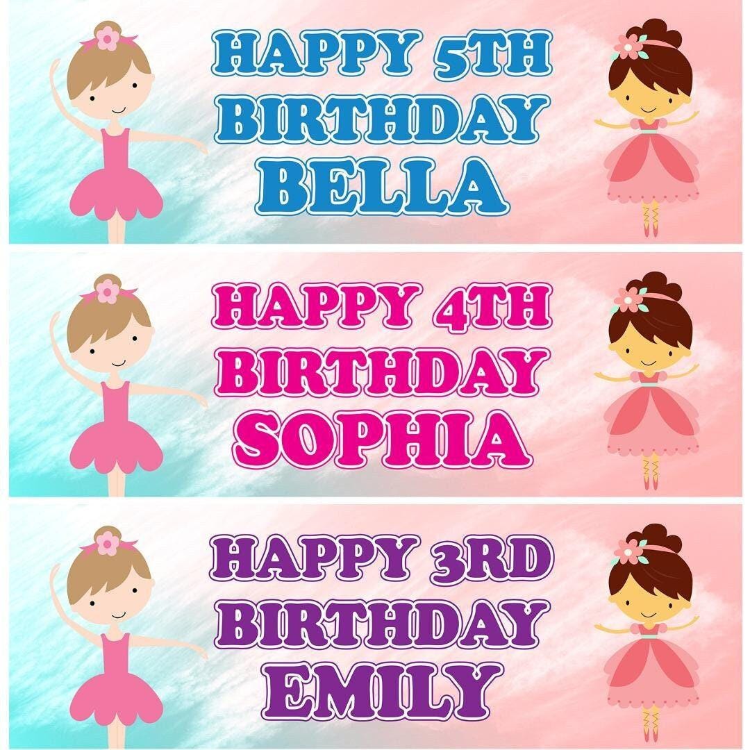 2x Personalised Ballerina Birthday Banner: Celebration Decoration