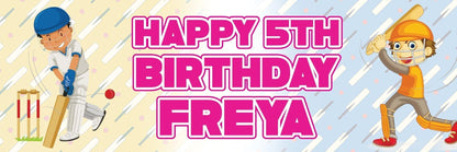 2 Personalised Cricket Birthday Party Celebration Banners Decoration Posters