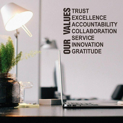 Our Values Large Wall Art Sticker Inspirational Quote Vinyl Decal Office School