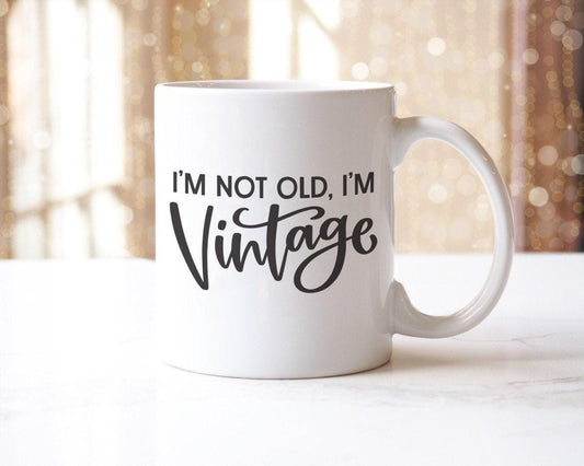 Funny 'I'm Not Old I'm Vintage' Mug and Coaster Set