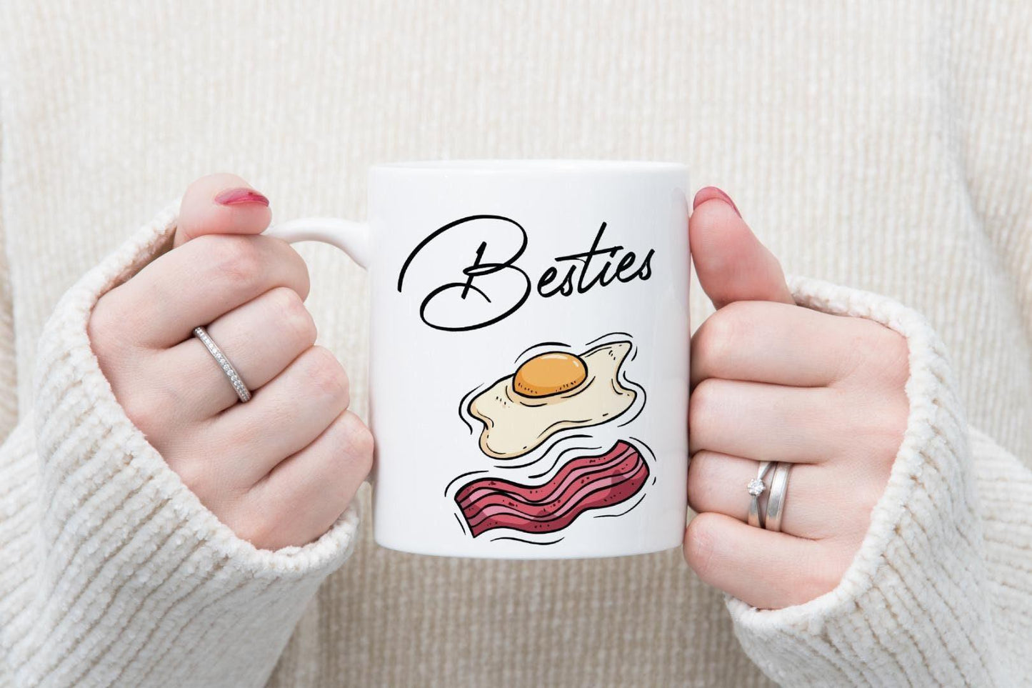 Besties Bacon & Egg Mug and Coaster Set: Friendship Gift