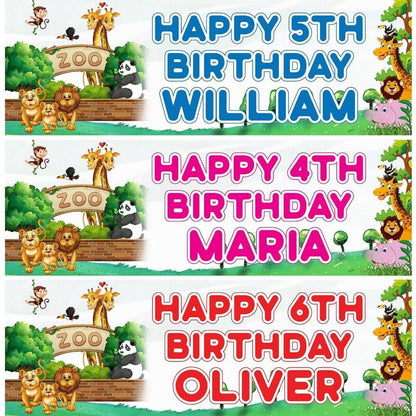 Personalised Zoo Animal Birthday Banner: Kids Party Decoration