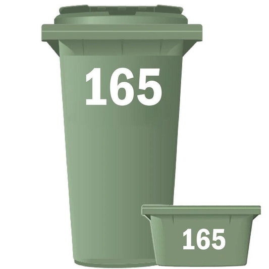 Personalised Number Wheelie Bin Sticker: Waterproof Vinyl Dustbin Decal