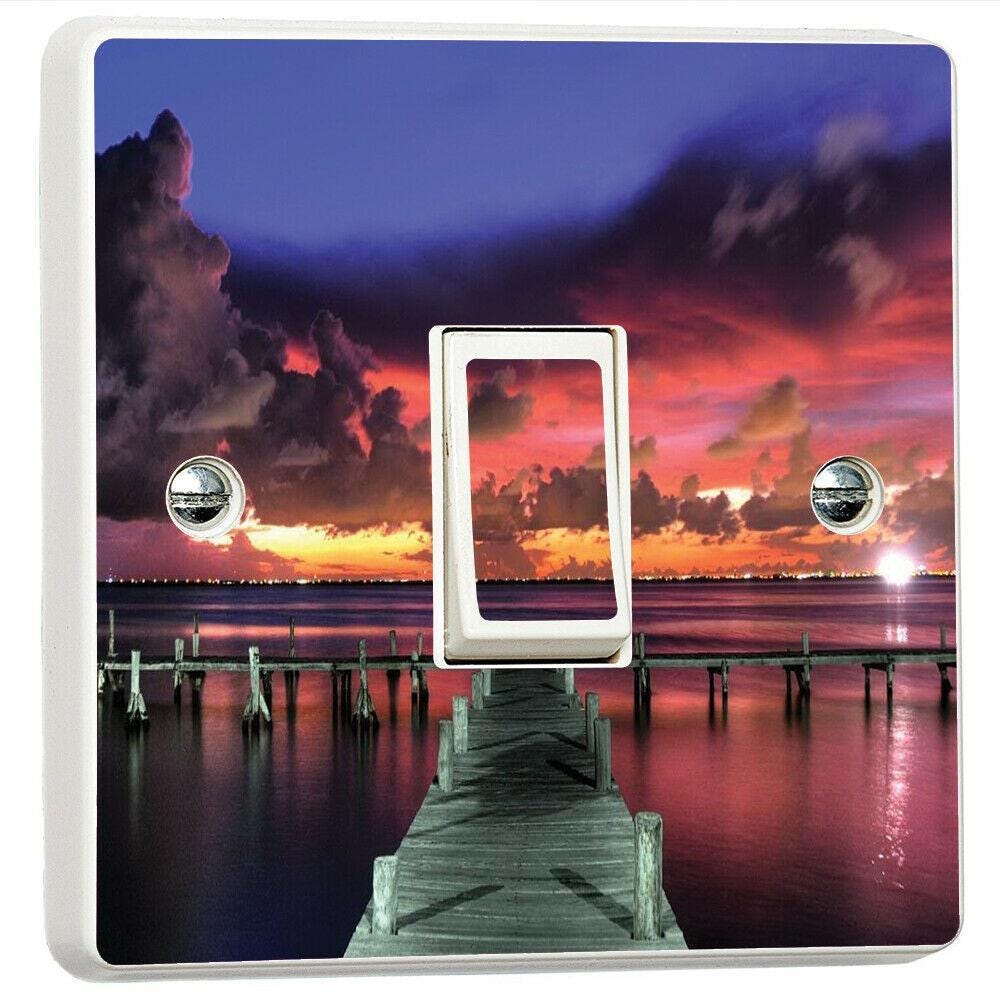 Sunset On Pontoon 3d Light Switch Sticker Cover Vinyl Skin Wall Decal Decor