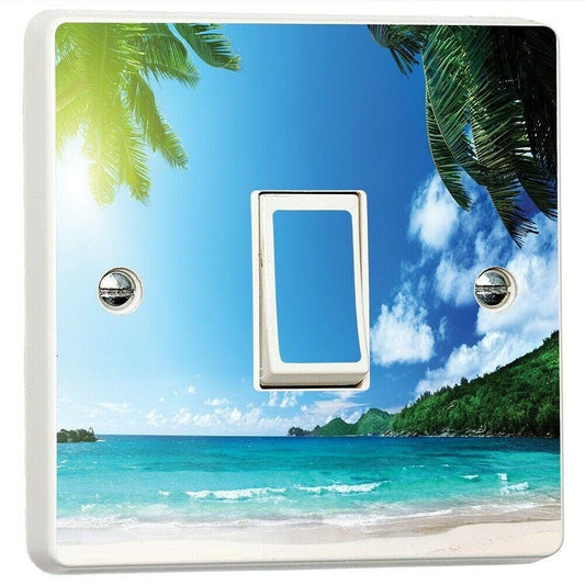 Tropical Maldives Beach Sea Light Switch Sticker Cover Vinyl Skin Wall Decal