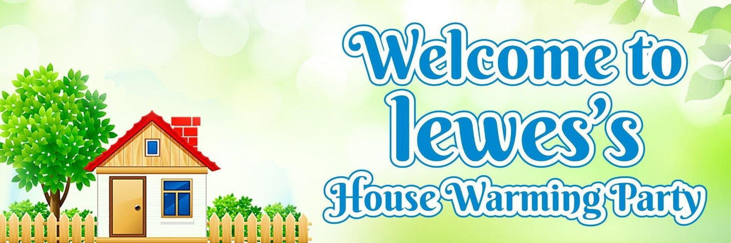 2 Personalised House Warming Party Celebration Banners Decoration Posters