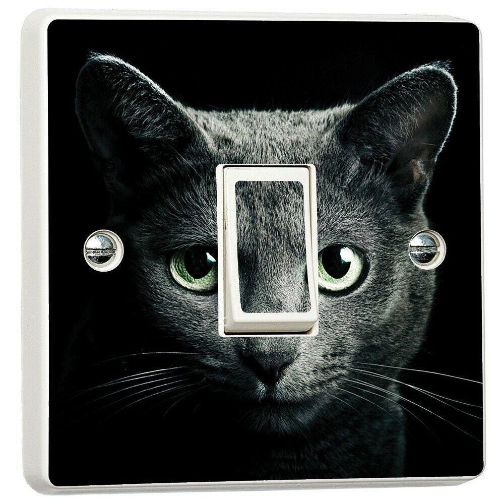 Black Cat Green Eyes Light Switch Sticker Cover Vinyl Skin Wall Decal Decor