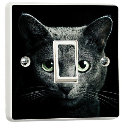 Black Cat Green Eyes Light Switch Sticker Cover Vinyl Skin Wall Decal Decor