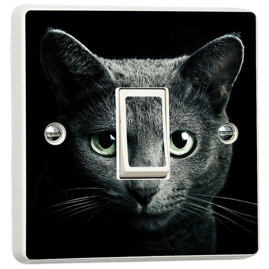 Black Cat Green Eyes Light Switch Sticker Cover Vinyl Skin Wall Decal Decor