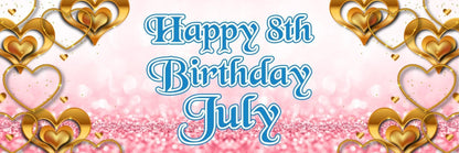 2 Personalised Birthday Celebration Banners Kids Party Decoration Rose Gold Hearts Themed Posters