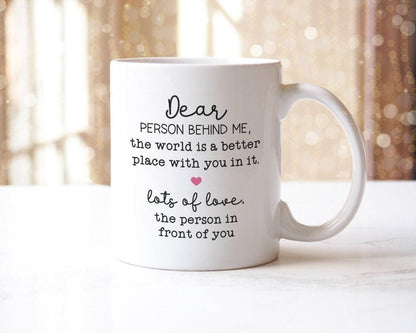 Dear Person Coffee Mug Gift Set, Inspirational Tea Cup & Coaster