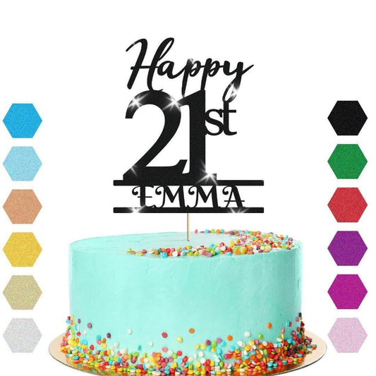 Personalised Name 21st Birthday Glitter Cake Topper Party Cake Decorations Gift