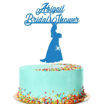 Glitter Cake Topper - Bridal Shower - Personalised Decor For Wedding Celebration