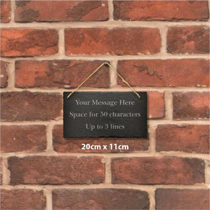 Personalised Slate 20cm X 11cm Engraved Message Hanging Sign Plaque Home Wedding