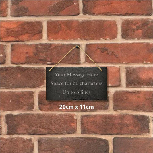 Personalised Slate 20cm X 11cm Engraved Message Hanging Sign Plaque Home Wedding