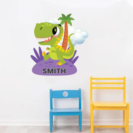 Personalised Raptor Dinosaur Wall Sticker Name Vinyl Decal Boys Kids Nursery Bedroom