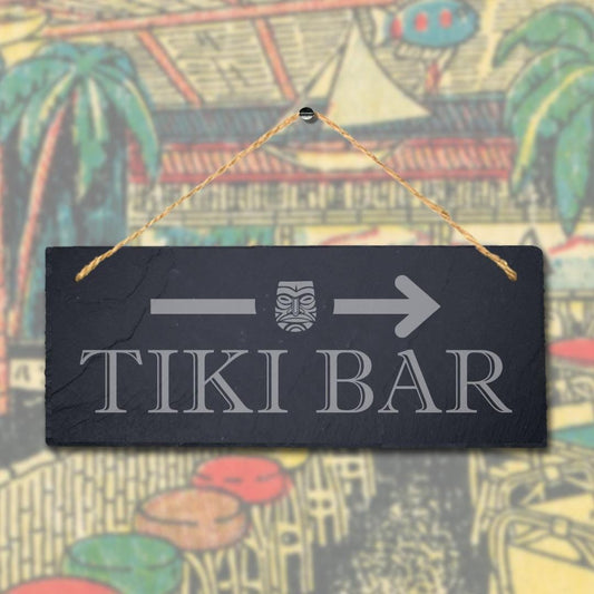 Tiki Bar Laser Engraved Hanging Slate Restaurant Club Bar Pub Decor Plaque Sign