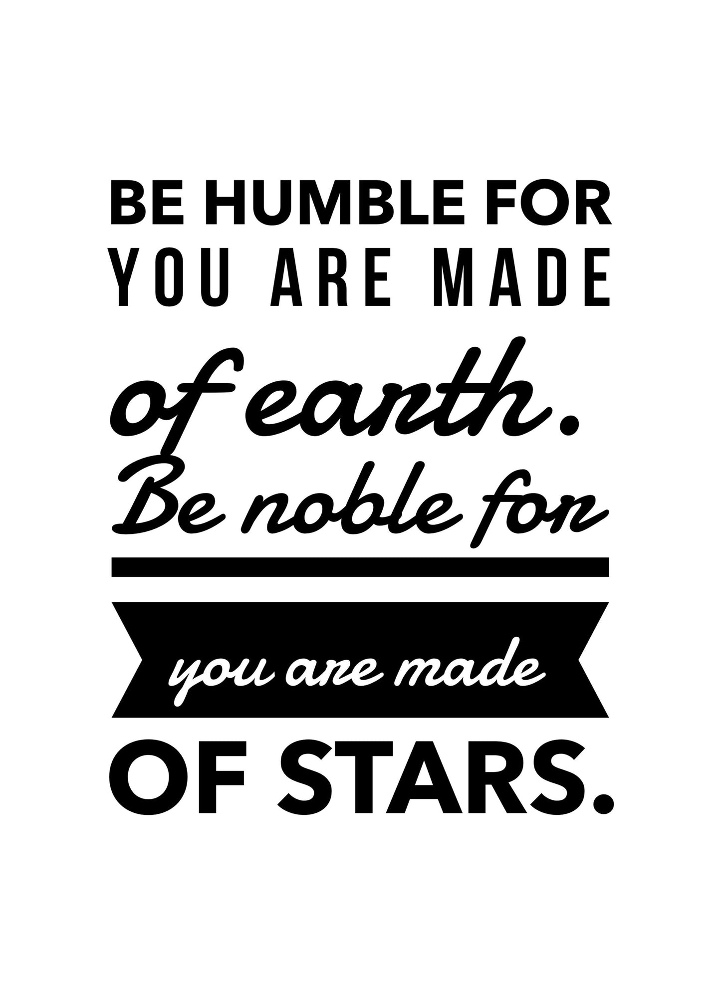 Be Humble Be Noble Motivational Inspirational Positive Quote Poster Wall