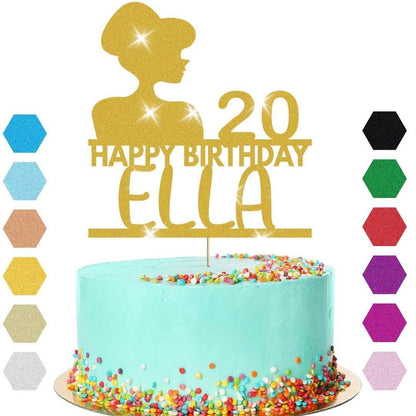 Glamorous Girls Cake Topper Personalised Birthday Decoration Any Name & Age