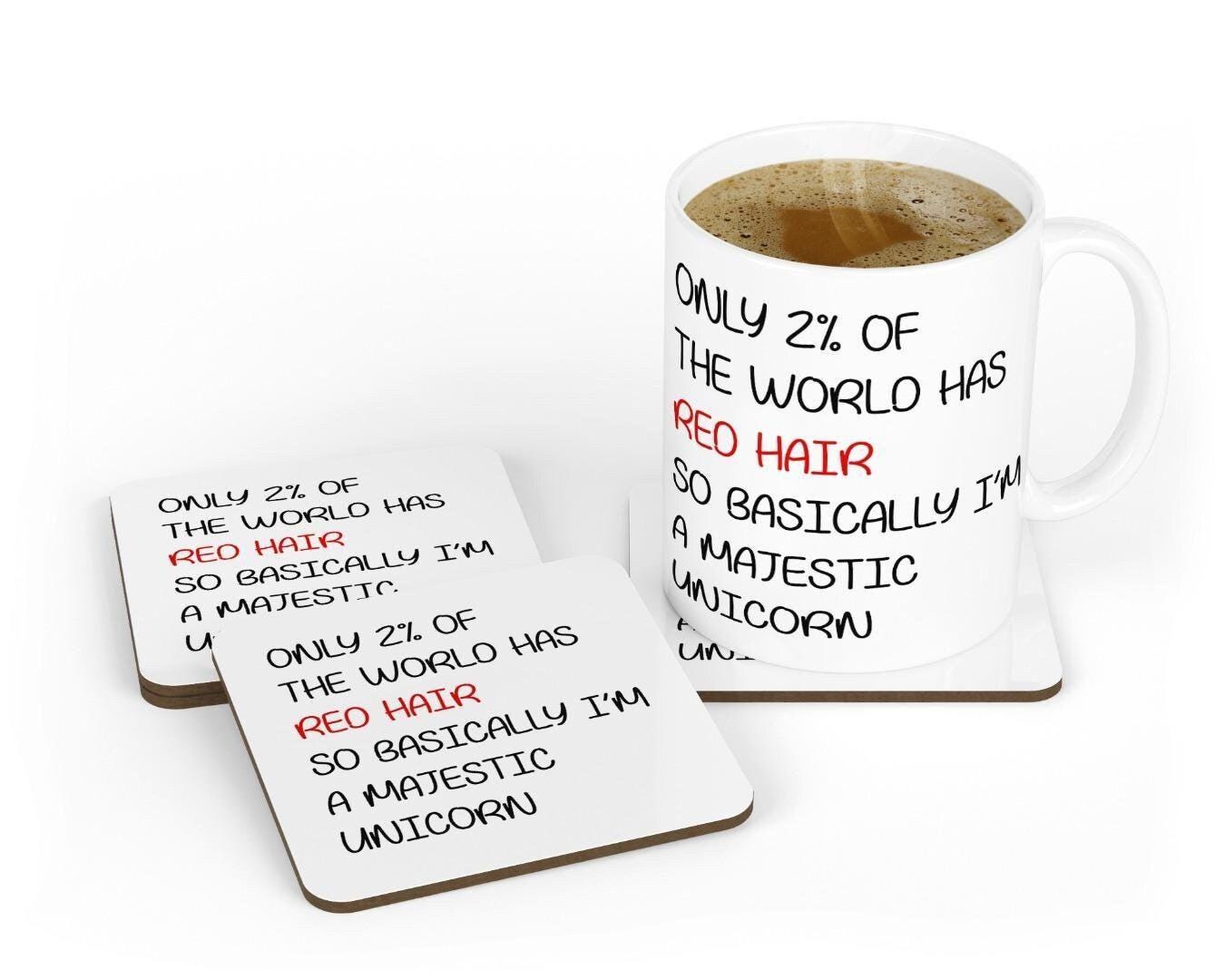 Red Hair Mug & Coaster Set: Funny Birthday Gift