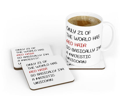 Red Hair Mug & Coaster Set: Funny Birthday Gift