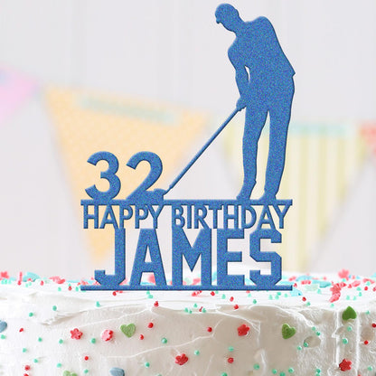 Personalised Acrylic Golf Lover Sports Boy Birthday Cake Topper Decoration