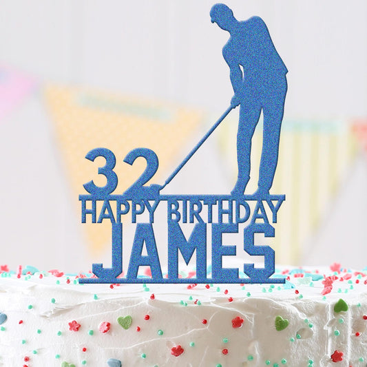 Personalised Acrylic Golf Lover Sports Boy Birthday Cake Topper Decoration