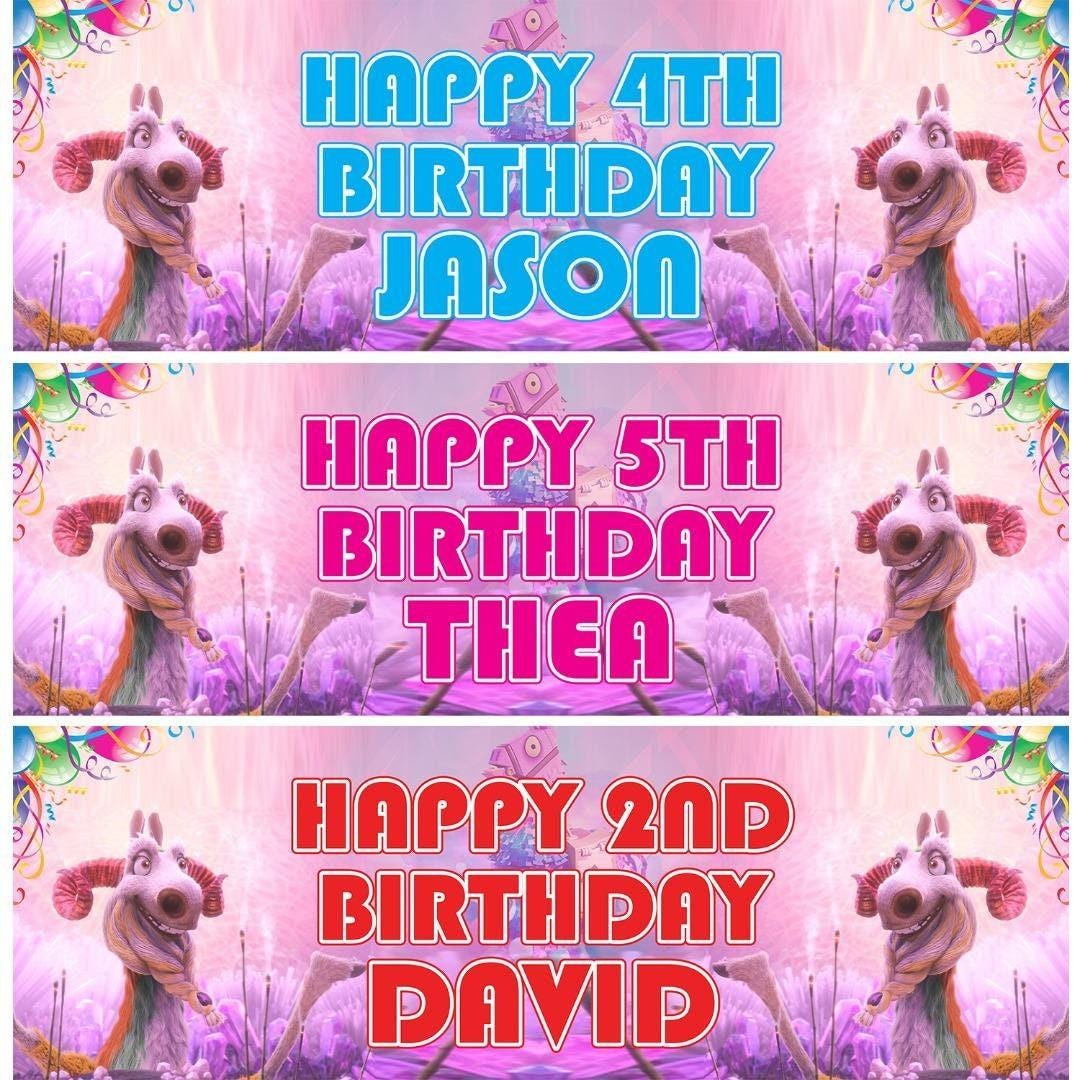 2x Personalised Llama Birthday Banner: Kids Party Decoration