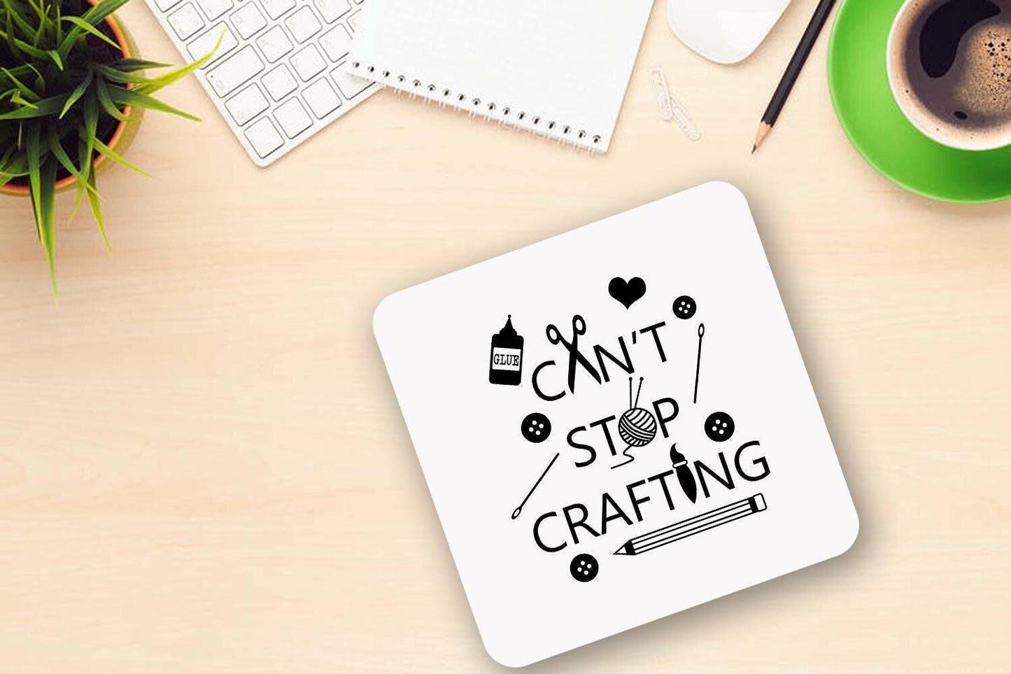 Cant Stop Crafting - Funny Ceramic Novelty Mug & Coaster Coffee Tea Cup Artistic Gift