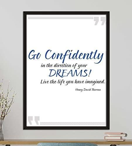 Go Confidently In Direction Of Dreams Positive Quote Art Poster Print Wall