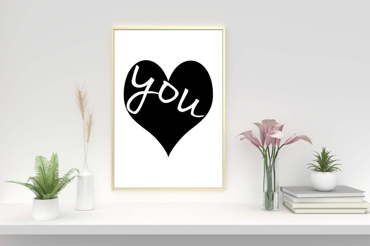 Love You Heart Inspirational Positive Thought Quote Poster Print Wall