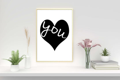 Love You Heart Inspirational Positive Thought Quote Poster Print Wall