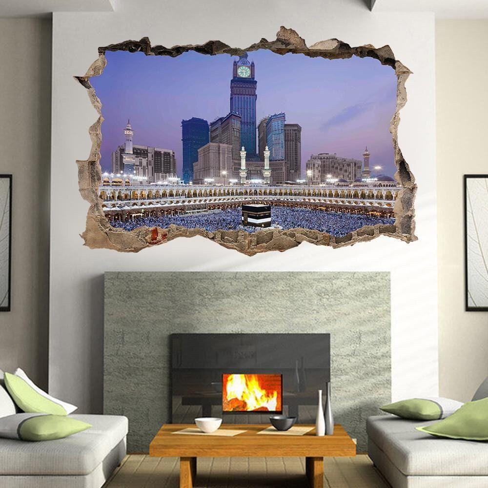 Mecca Royal Clock Tower 3D Window View Wall Sticker