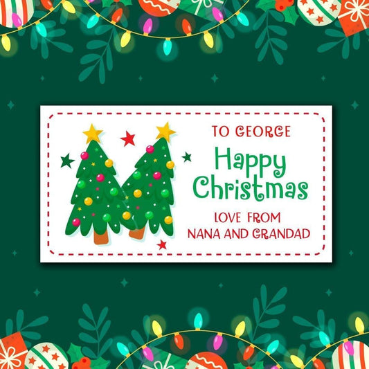 Personalised Christmas Stickers Xmas Tree Gift Labels Kids Custom Present Tags