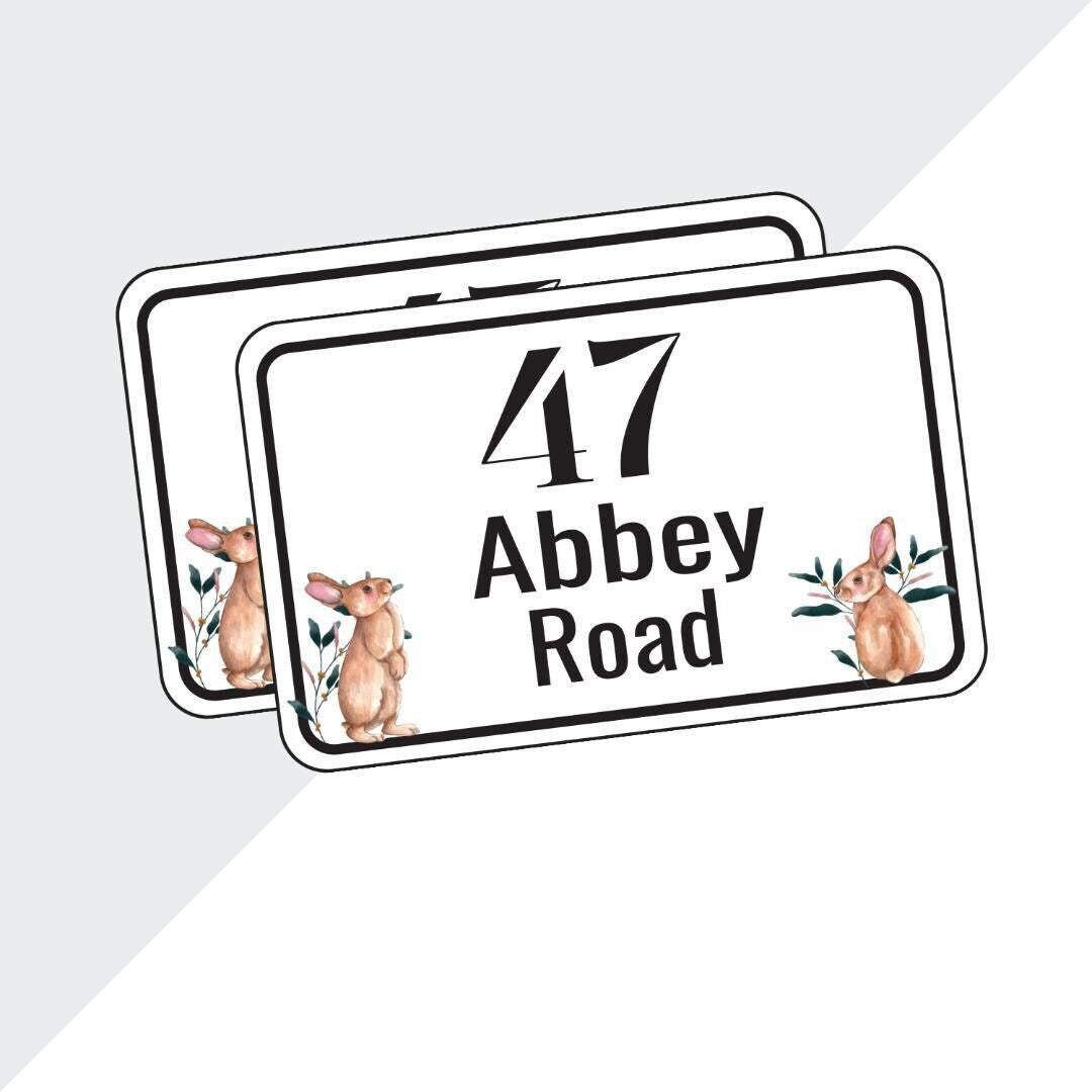 Personalised Rabbit Wheelie Bin Sticker: Address Decal