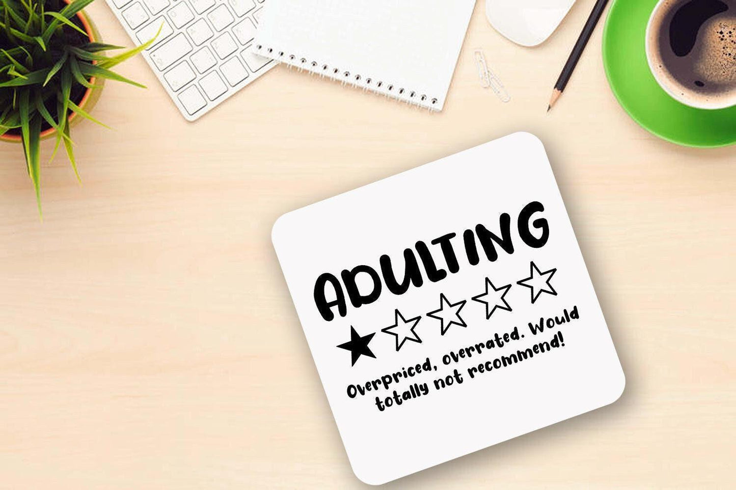 Adulting Funny Coffee Mug & Coaster Set: Novelty Gift