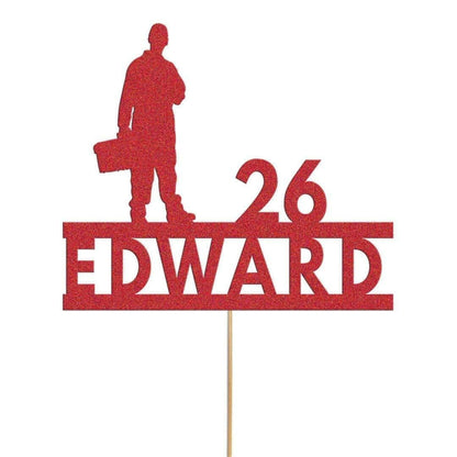 Personalised Builder Plumber Birthday Cake Topper Electrician Cake Decoration Any Name Age