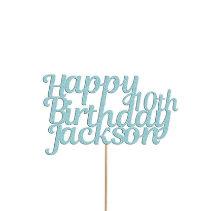 Personalised Happy Birthday Cake Topper With Custom Name & Age Birthday Decoration