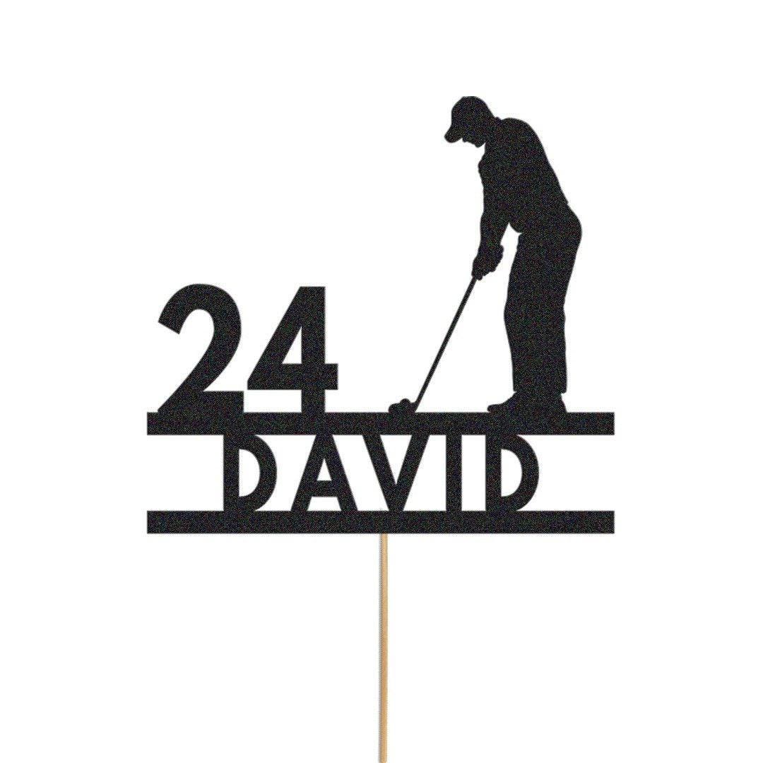 Personalised Glitter Golf Cake Topper: Golfer Birthday Decoration