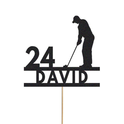Personalised Glitter Golf Cake Topper: Golfer Birthday Decoration