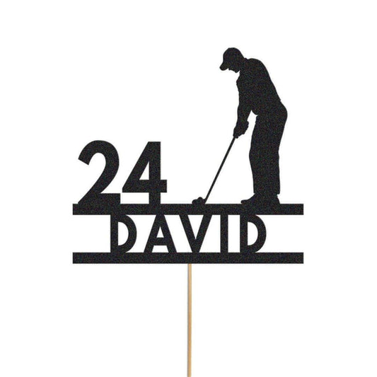 Personalised Glitter Golf Cake Topper: Golfer Birthday Decoration