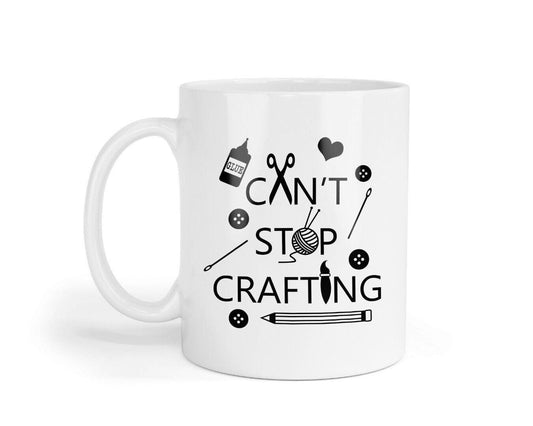 Cant Stop Crafting - Funny Ceramic Novelty Mug & Coaster Coffee Tea Cup Artistic Gift