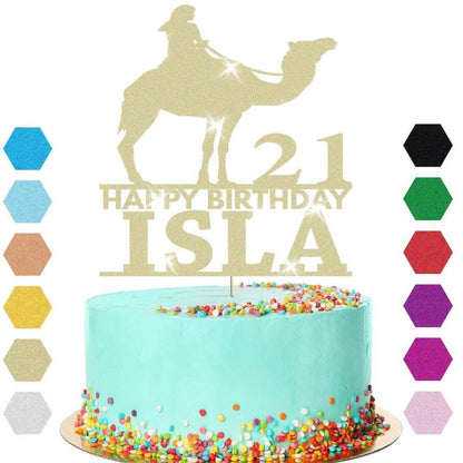 Riding Camel Cake Topper Personalised Girls Birthday Cake Decoration Any Name & Age