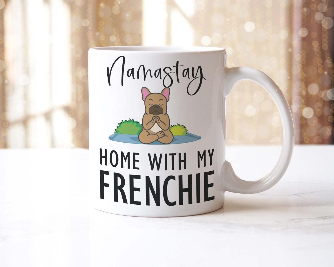 Funny French Bulldog Yoga Mug & Coaster Set: Frenchie Gift