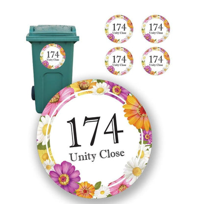 Custom Wheelie Bin Stickers Street Name & Number Waterproof Vinyl Decal Road Dustbin