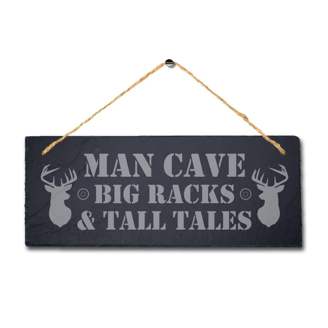 Man Cave Big Racks Laser Engraved Hanging Slate Pub Bar Shed Home Plaque Sign
