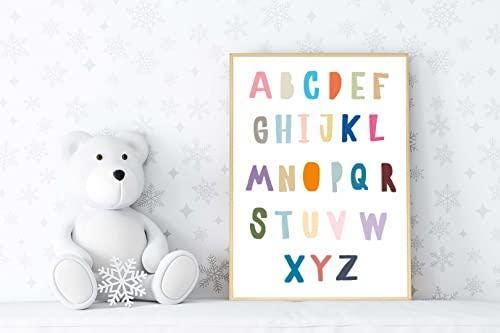 A To Z Alphabet Kids Boho Watercolour Hand Painted Effect Nursery Wall Poster