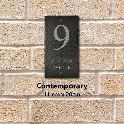 Personalised Rectangle Slate Plaque Door Number House Name Contemporary Style